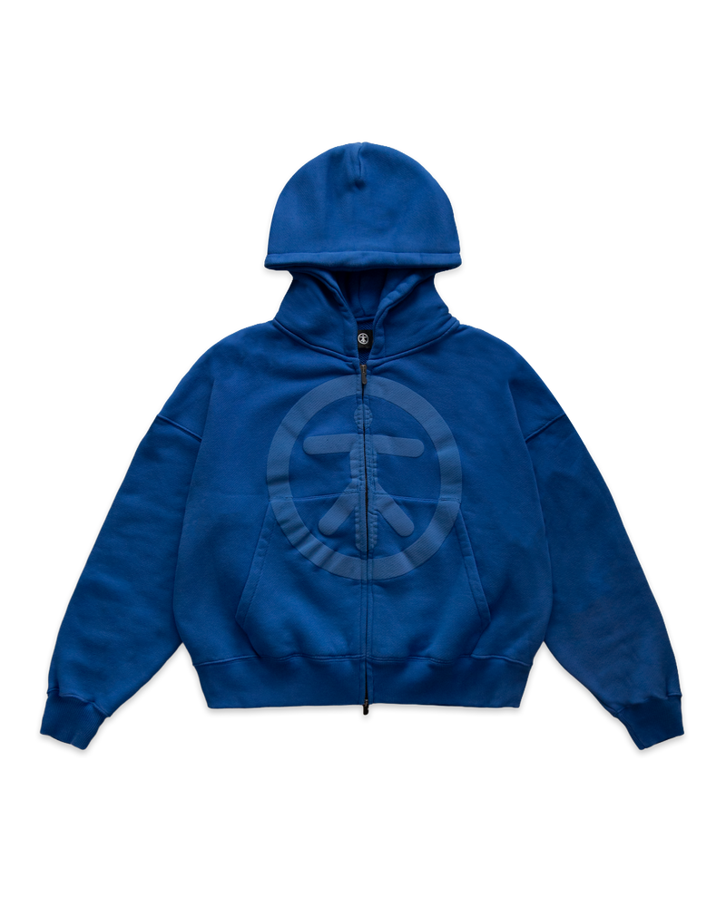 AELIZA Individual Symbol Zip Hoodie in blue