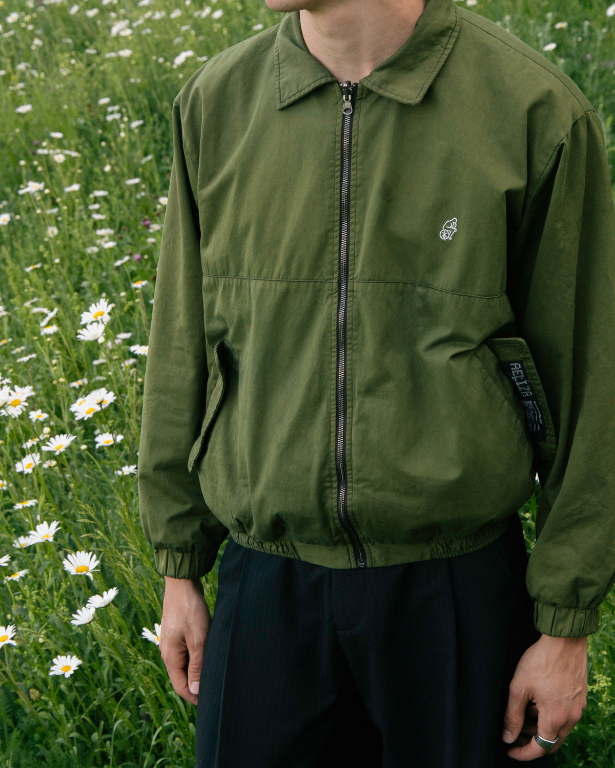 REVERSIBLE HARRINGTON JACKET: KHAKI GREEN