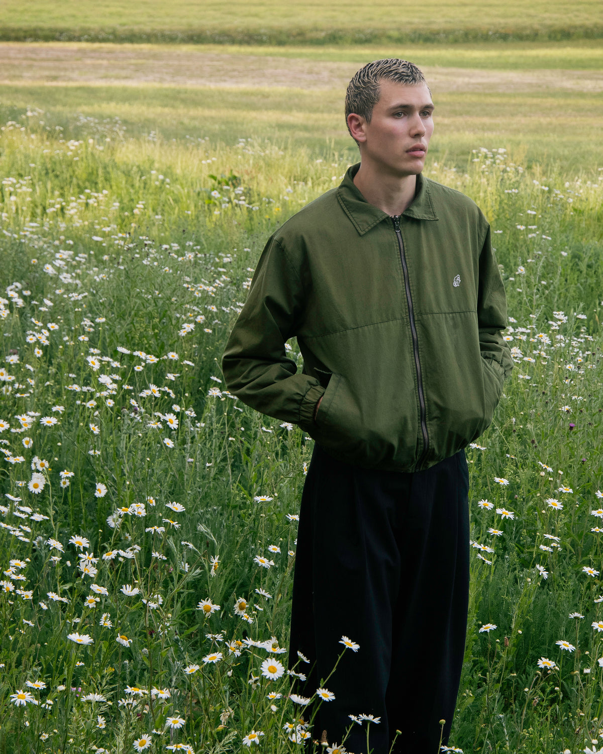 REVERSIBLE HARRINGTON JACKET: KHAKI GREEN