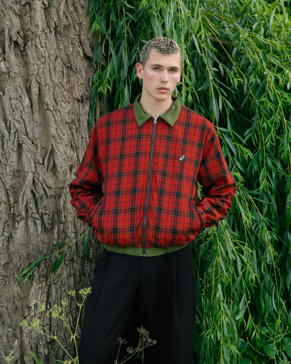 REVERSIBLE HARRINGTON JACKET: KHAKI GREEN