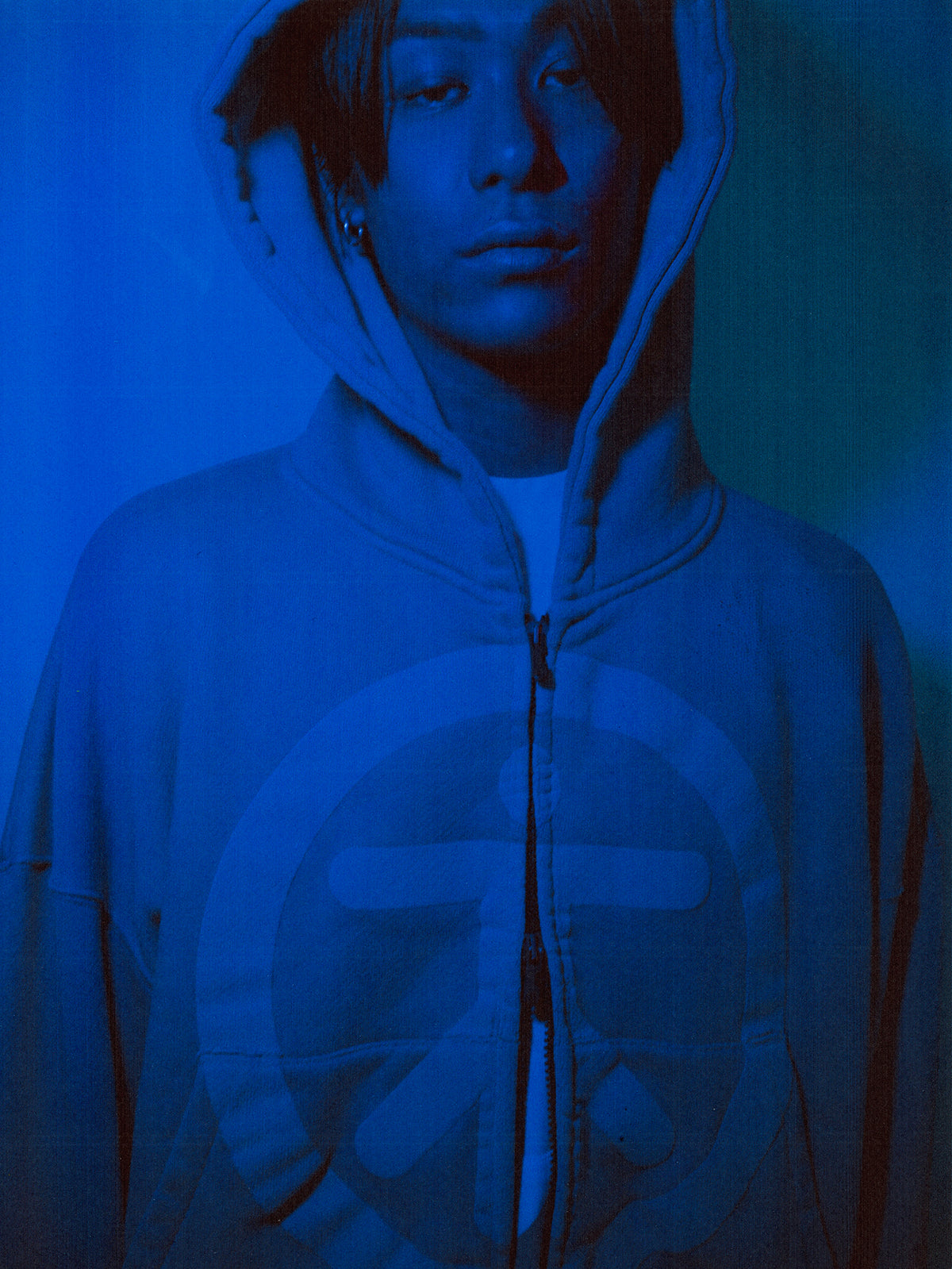 AELIZA Individual Symbol Zip Hoodie in blue