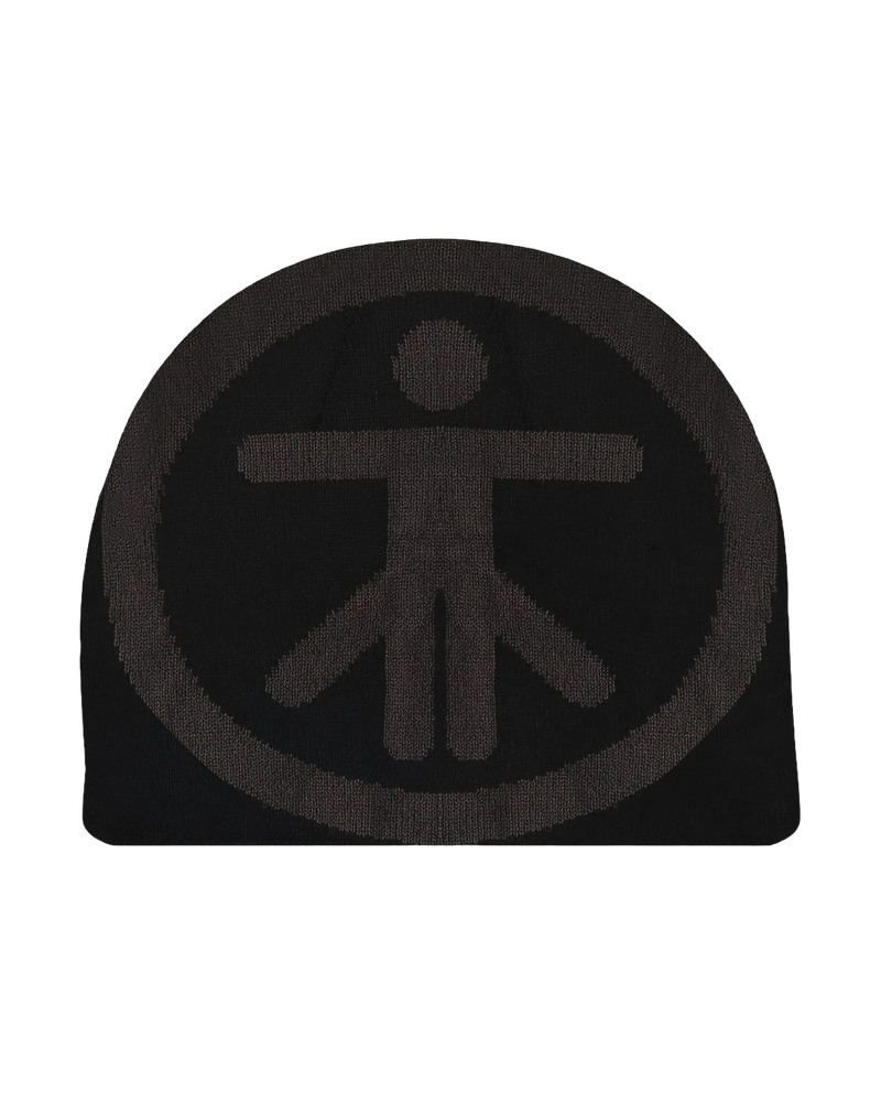 REVERSIBLE SYMBOL BEANIE: BLACK & GREY