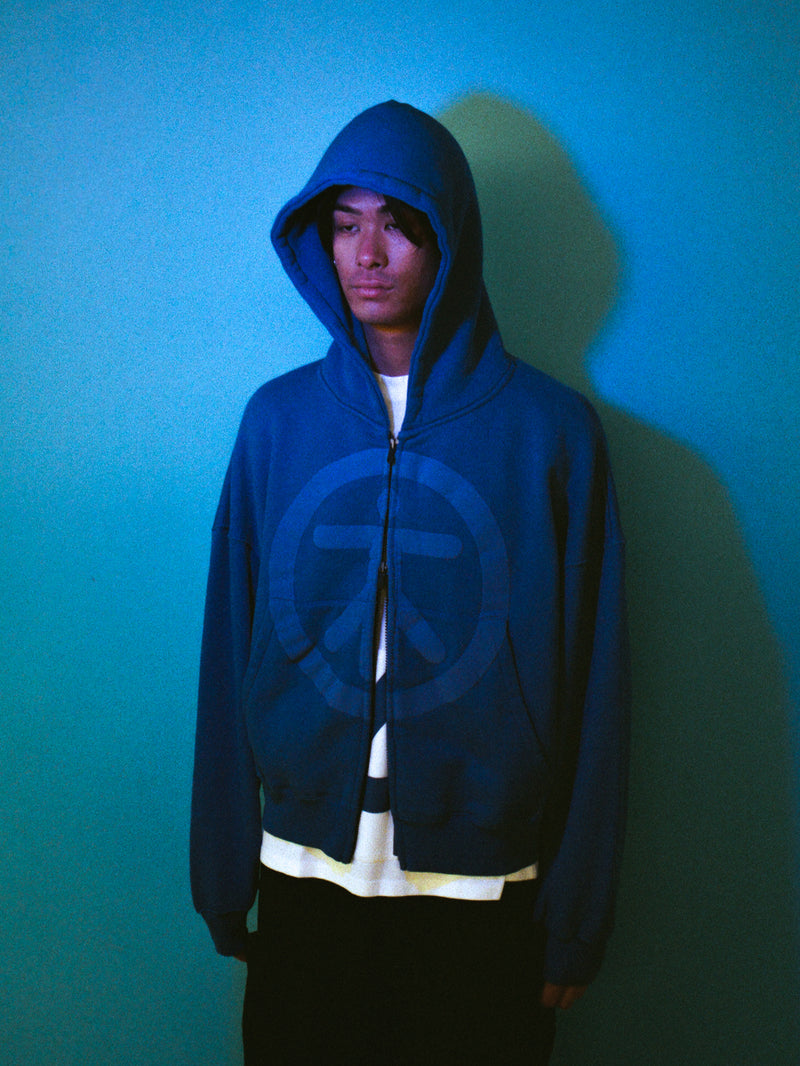AELIZA Individual Symbol Zip Hoodie in blue