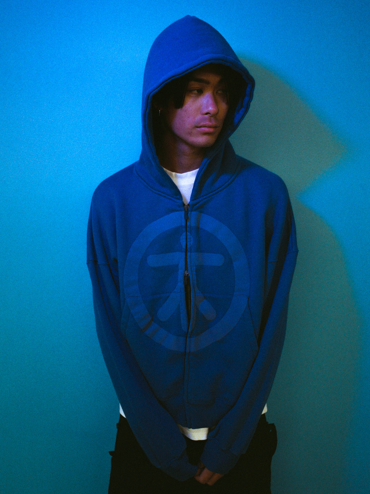 AELIZA Individual Symbol Zip Hoodie in blue