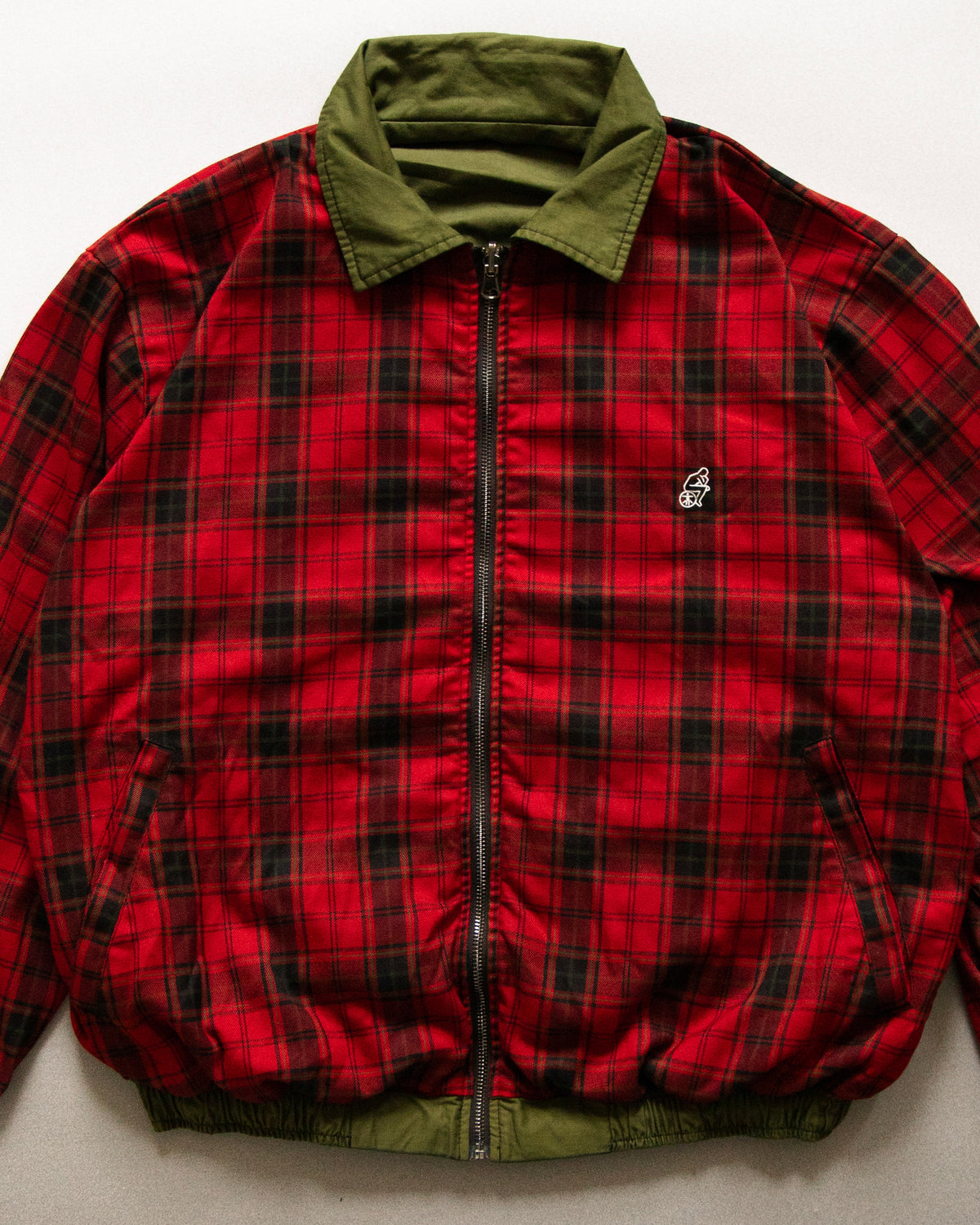 REVERSIBLE HARRINGTON JACKET: KHAKI GREEN