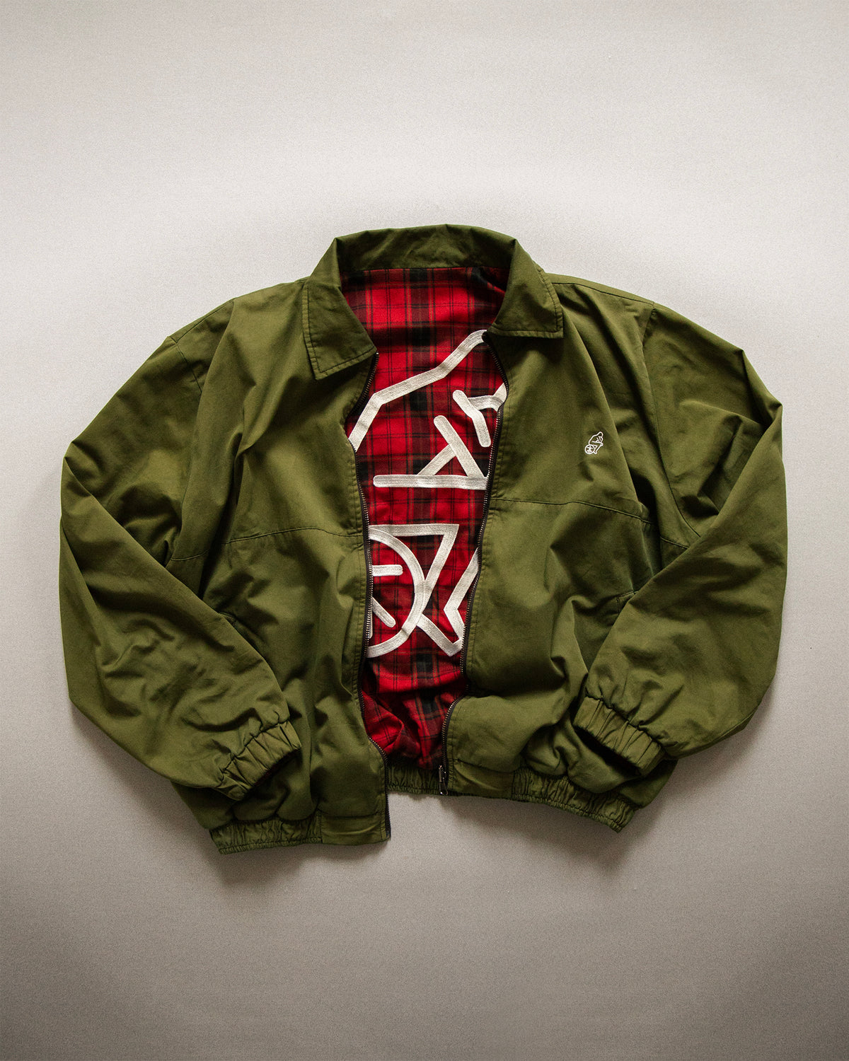 REVERSIBLE HARRINGTON JACKET: KHAKI GREEN