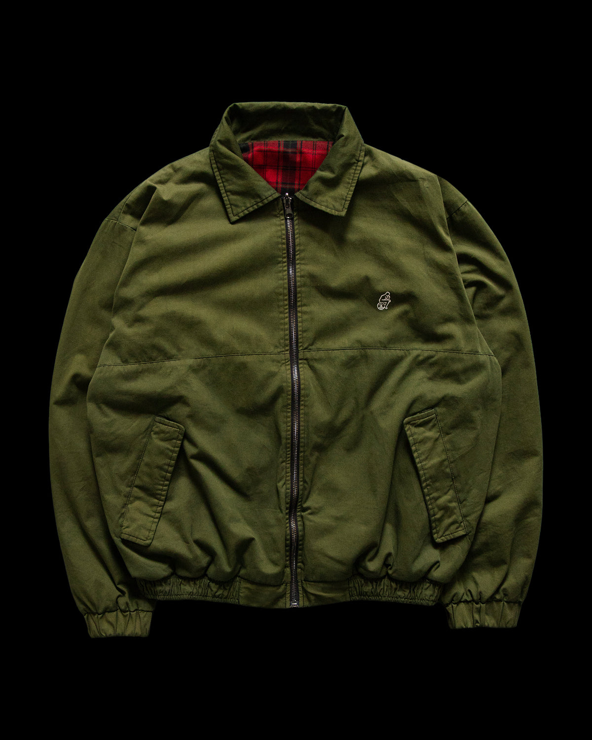 REVERSIBLE HARRINGTON JACKET: KHAKI GREEN