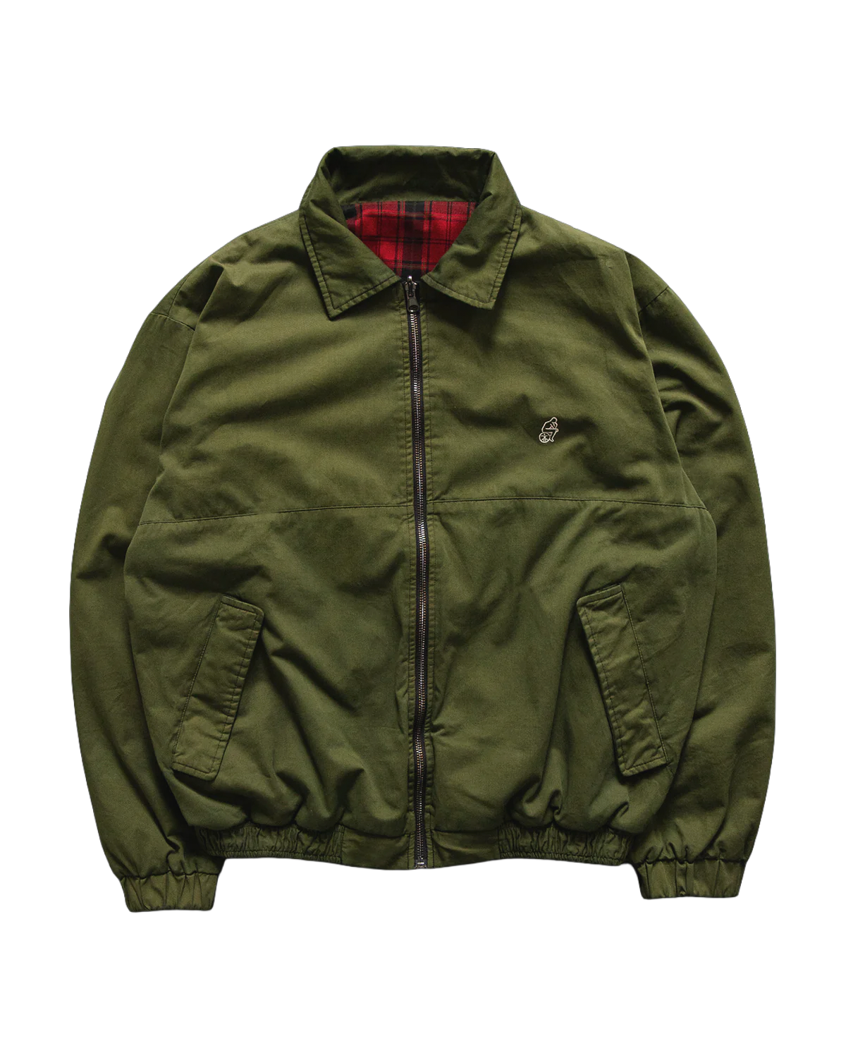 REVERSIBLE HARRINGTON JACKET: KHAKI GREEN